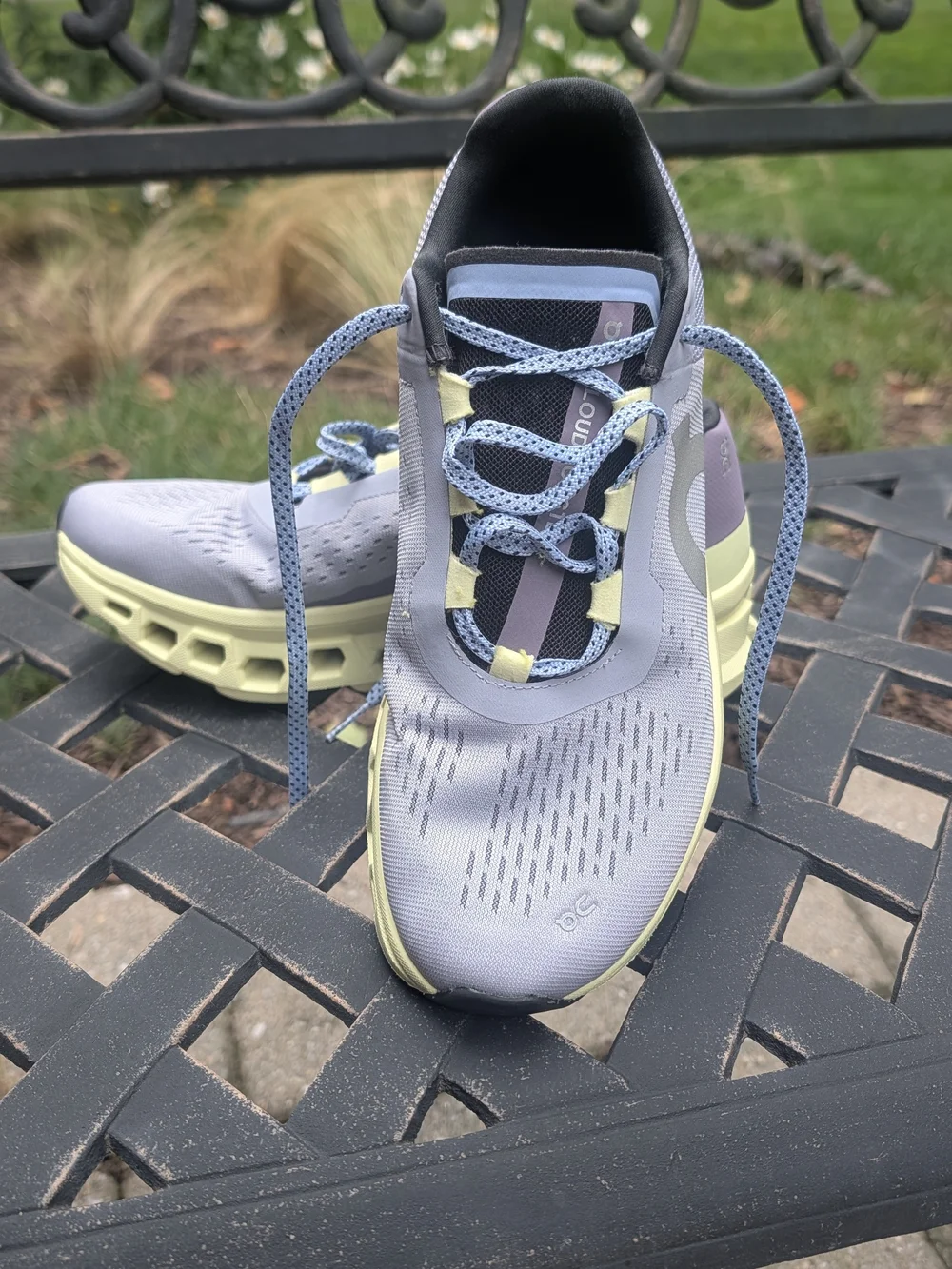 On Running Women's Sneakers in Light Gray and Pale Yellow